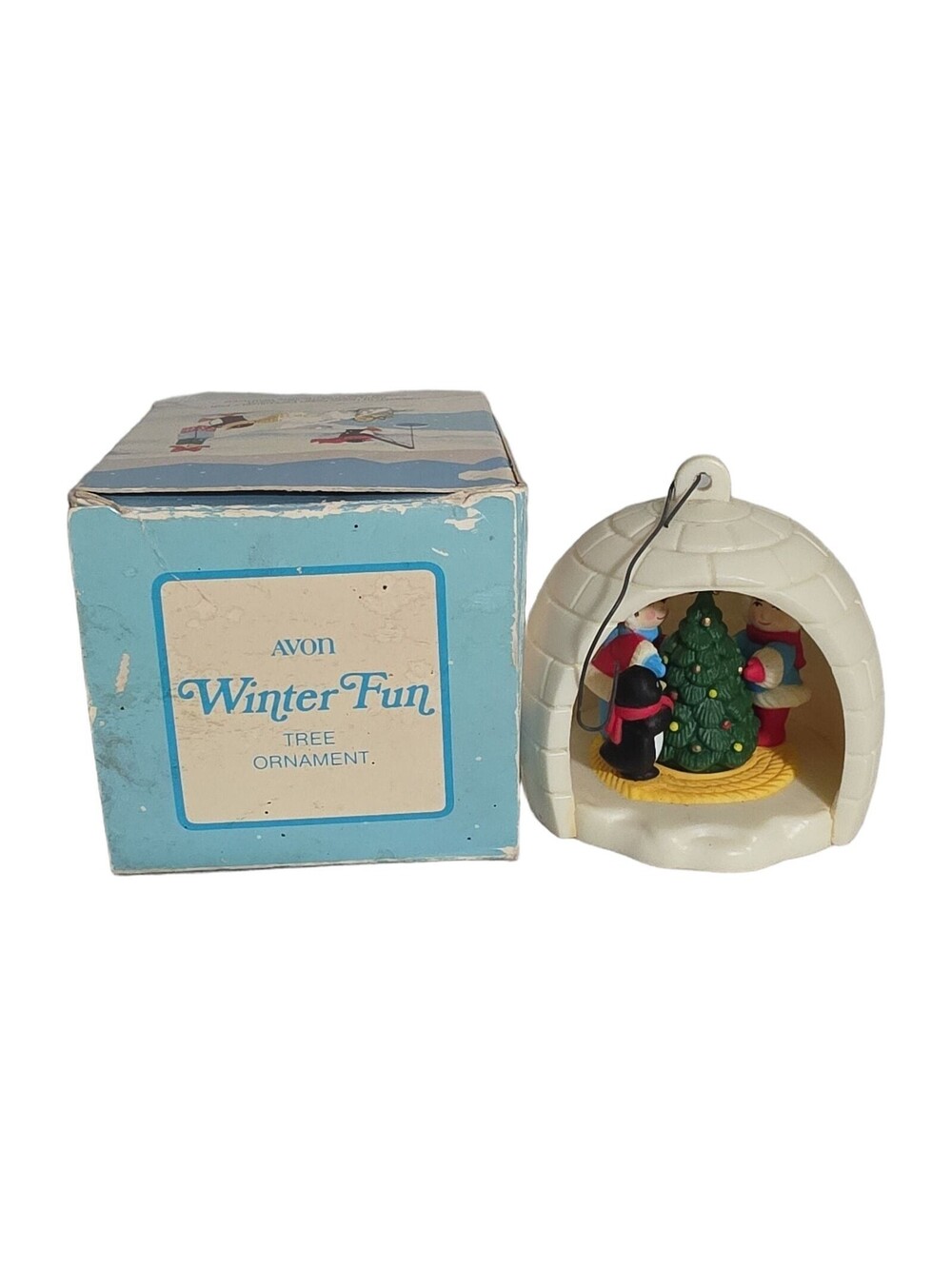 Avon Winter Fun 1983 Igloo Christmas Tree Ornament - Used w/ Box
